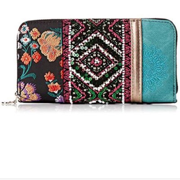 Desigual Colorful Beaded and Embroidered Wallet - Picture 1 of 5